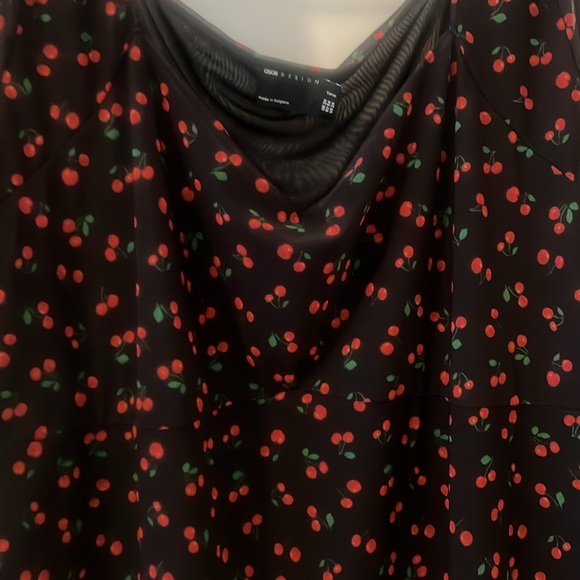 ASOS cherry sheer black and red midi dress plus size 24 fully lined indie boho - Picture 3 of 15